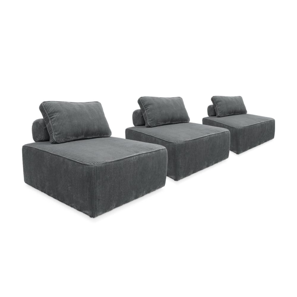 Lot de 3 chauffeuses canapé modulables velours côtelé gris - Maisons du Monde