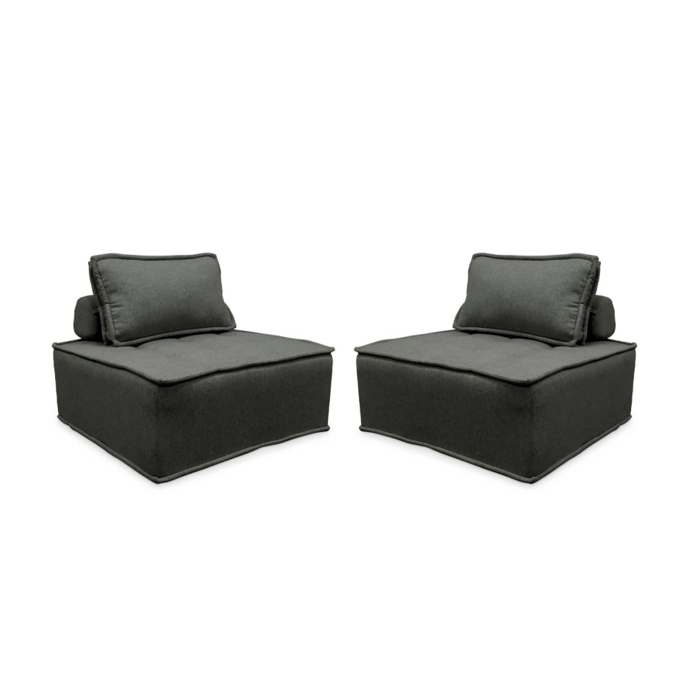 2 chauffeuses pour canapé tissu capitonné gris