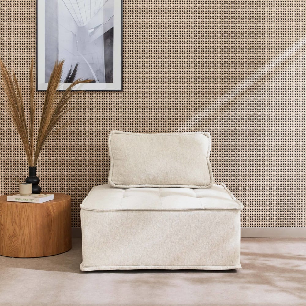 Chauffeuse pour canapé modulable tissu capitonné crème