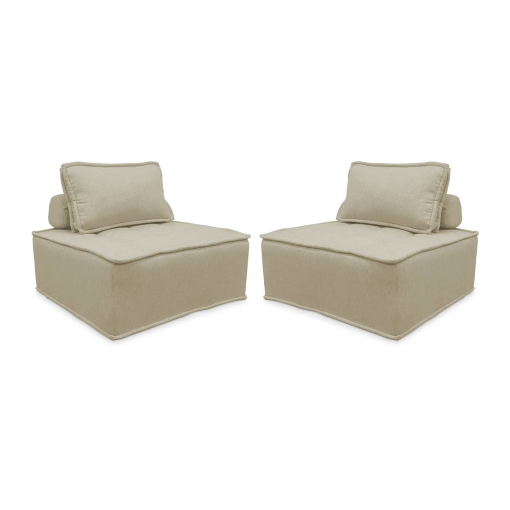2 chauffeuses pour canapé tissu capitonné beige