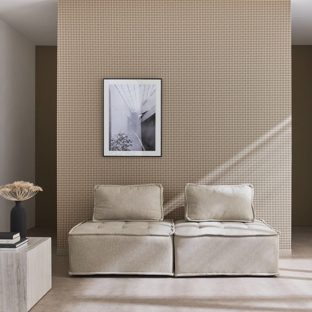 2 chauffeuses pour canapé tissu capitonné beige