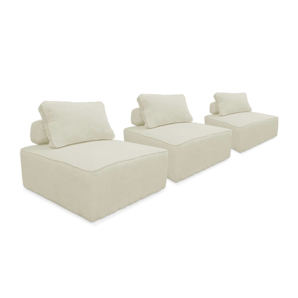 Lot de3 chauffeuses canapé modulables velours côtelé crème - Maisons du Monde