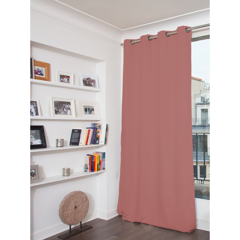 Rideau Occultant Total Velours Oeillets Rose MC343 135x260