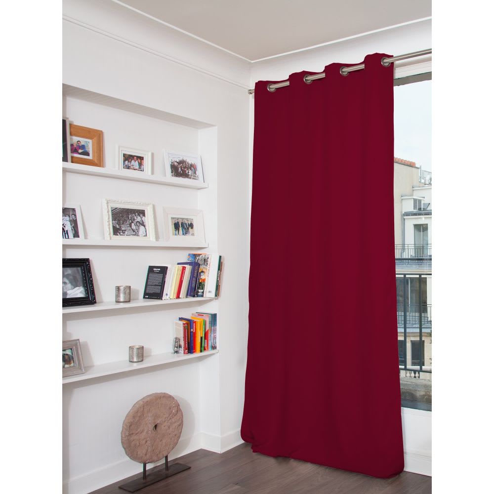 Rideau Occultant Total Velours Oeillets Rouge MC214 135x260