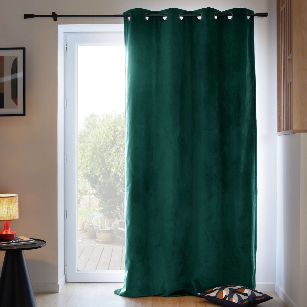 Lärmschutzvorhang Samt Ösens Grün MC228 130Lx260H - Maisons Du