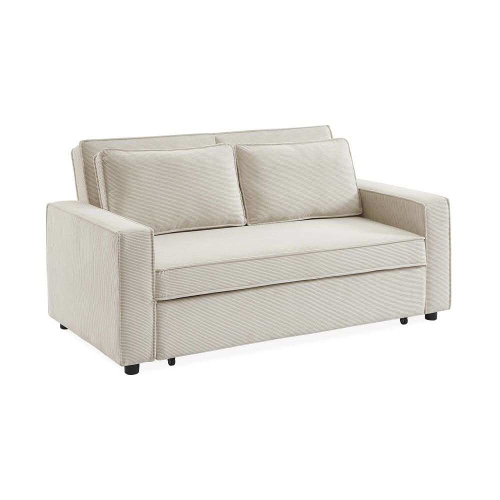 2-Sitzer Schlafsofa mit cremefarbenem Cordbezug - Maisons Du