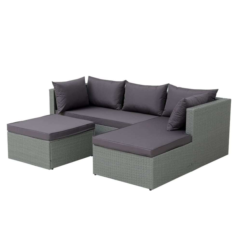 Salon de jardin en résine tressée 4 places gris/gris foncé