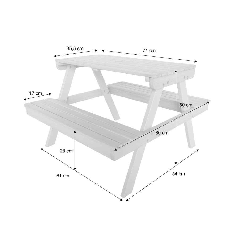 Table de pique-nique bois enfant 2 places vert de gris