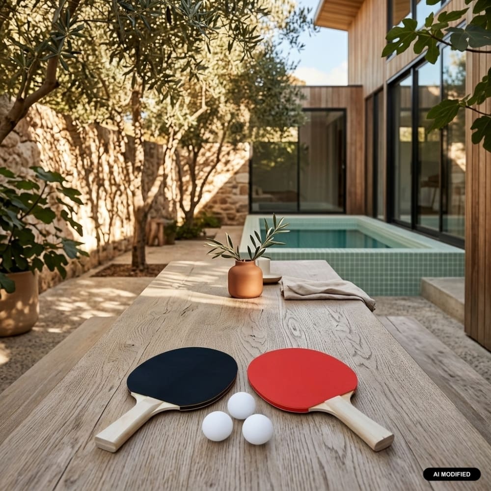 sweeek Set mit 2 Schlägern und 3 Bällen für Tischtennisplatte SCHWARZ HOLZ Kinder