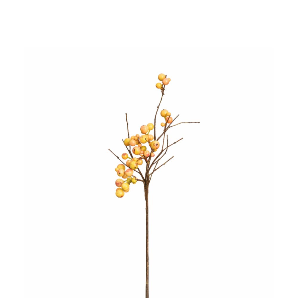 Branche de baies sauvages artificielle jaune h45