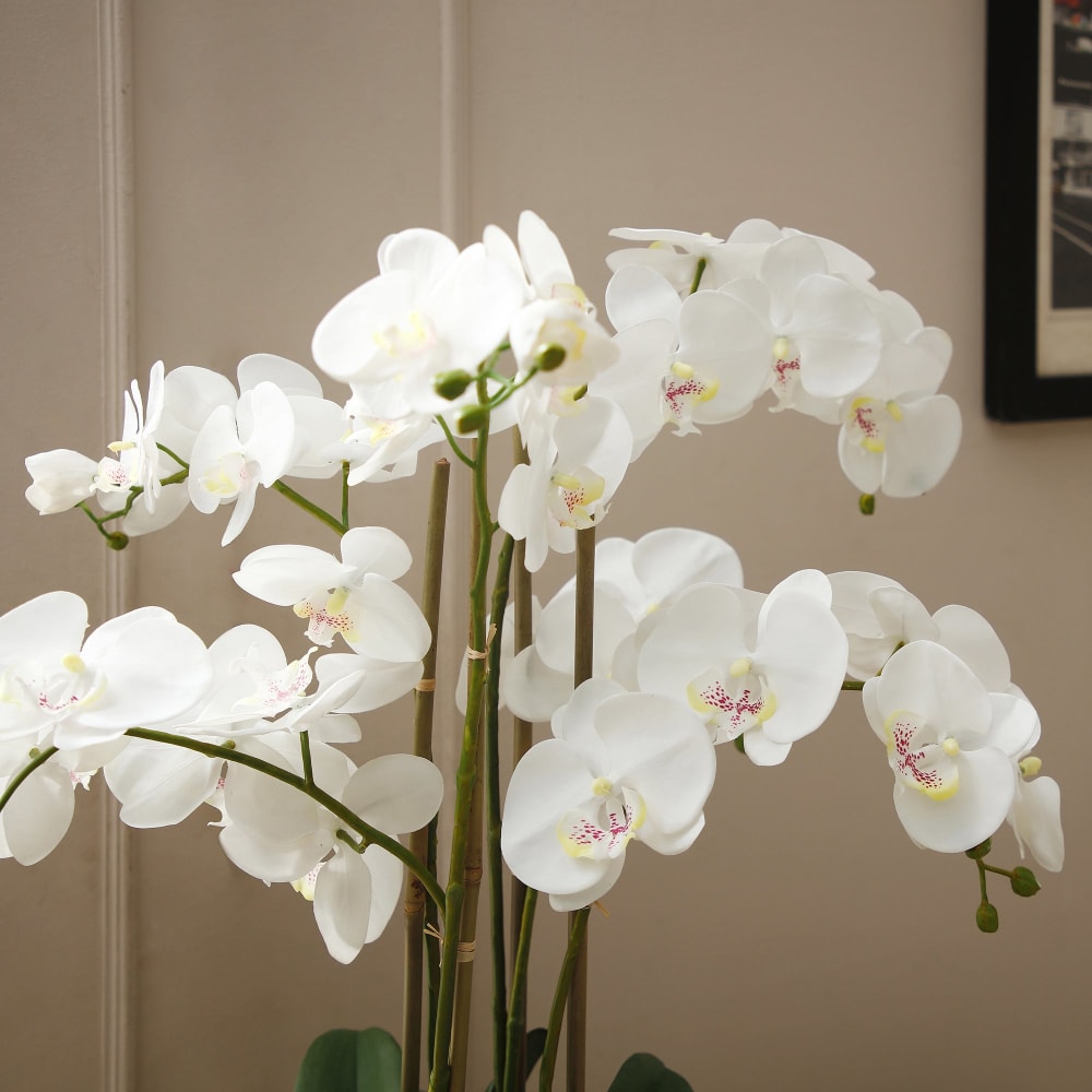 Orchidée artificielle en pot blanche h85 — vue 4