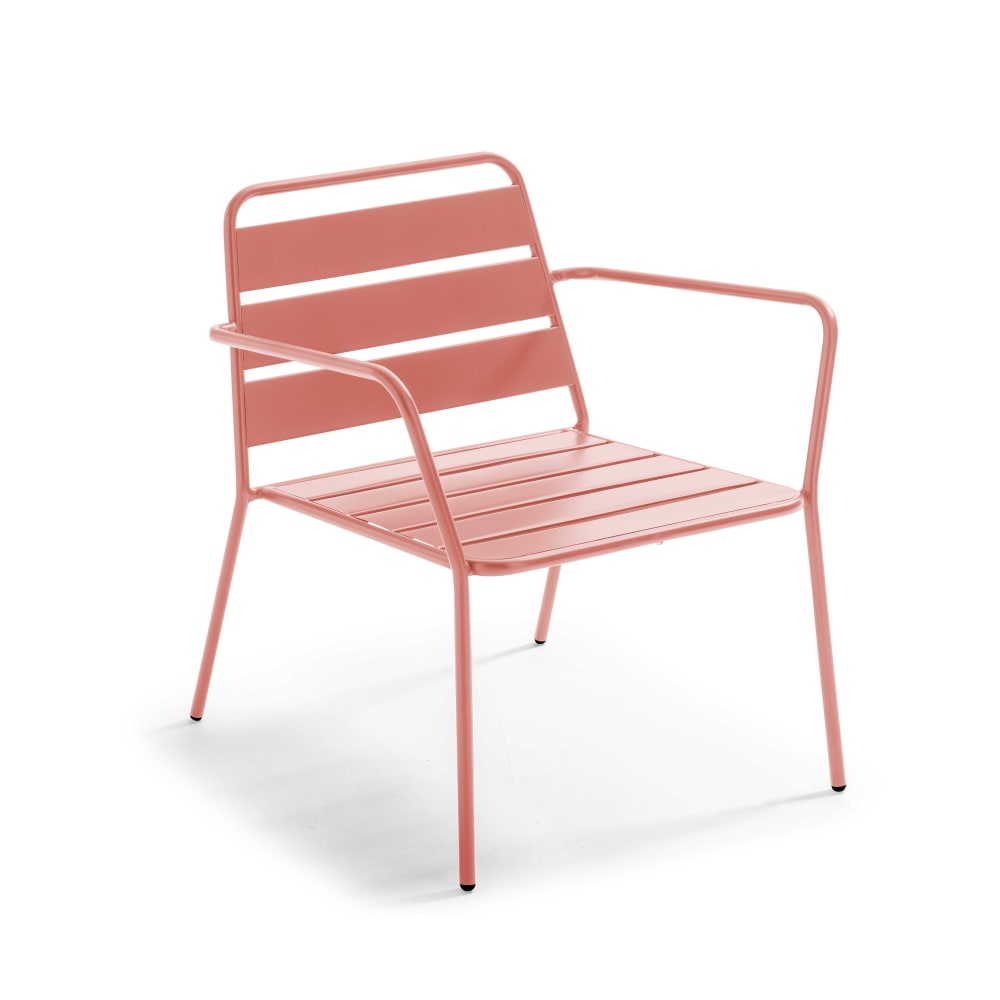 Fauteuil bas de jardin en métal argile