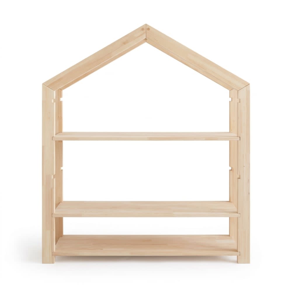Adeko Kids Étagère maison enfant rgd en pin massif 40x100 cm Marron Bois - 113x126x40cm