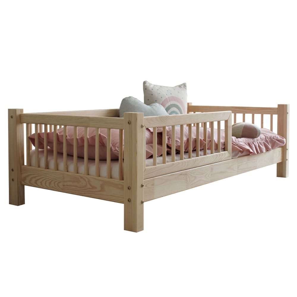 Bett 90x200 inklusive Seitengitter Holz Naturholz - Maisons Du