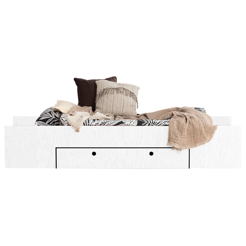 Lit 90x190 sommier et tiroir inclus bois blanc - Maisons du Monde
