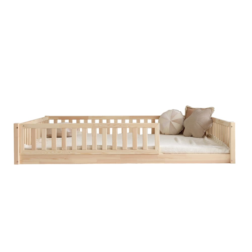 Lit 140x200 barrière et sommier inclus pieds 1 cm beige