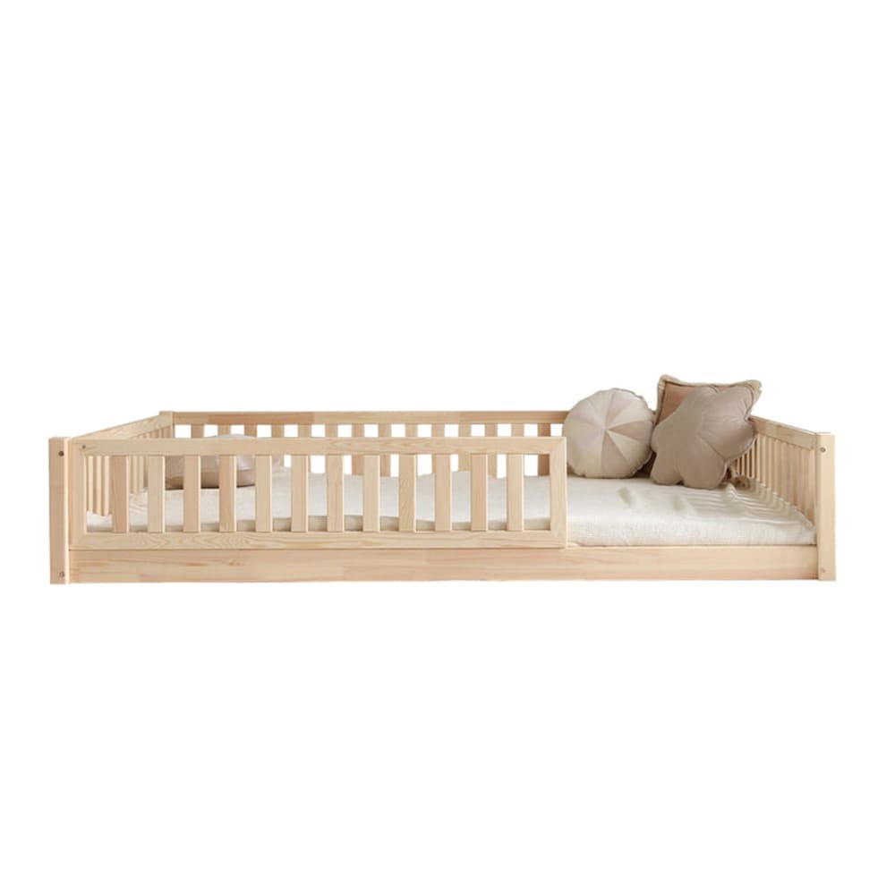 Lit 140x200 barrière et sommier bois contreplaqué marron - Maisons du Monde