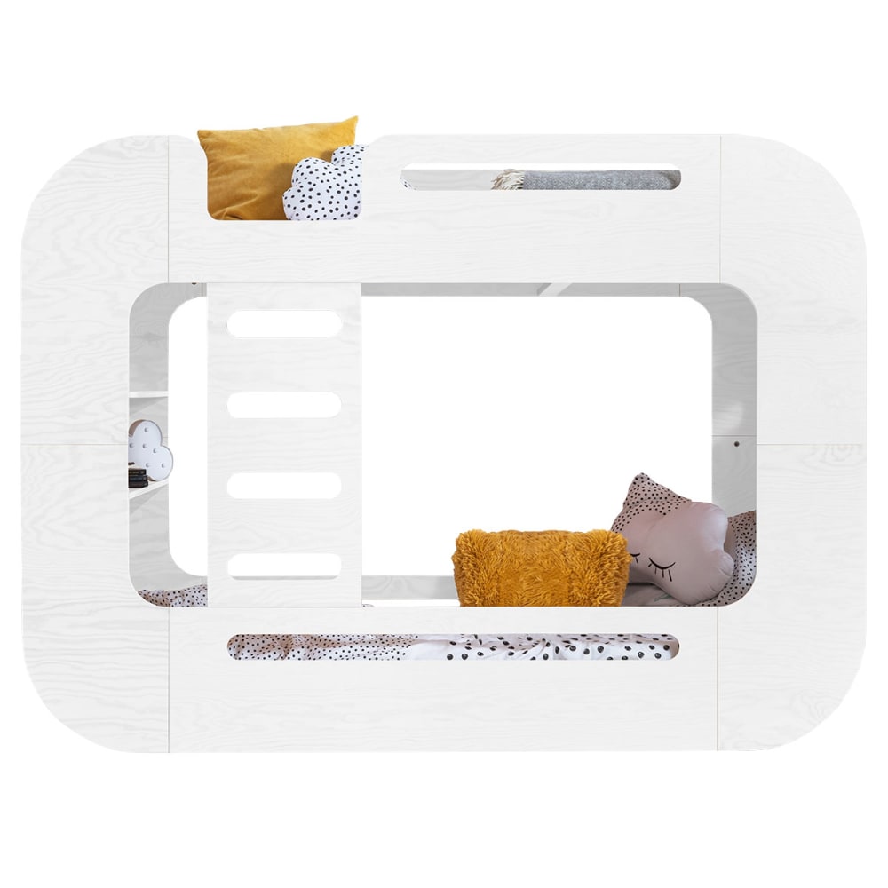 Lit superposé 90x200 échelle à gauche bois blanc - Maisons du Monde