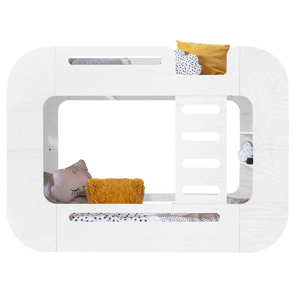 Lit superposé 90x190 échelle à droite bois blanc - Maisons du Monde