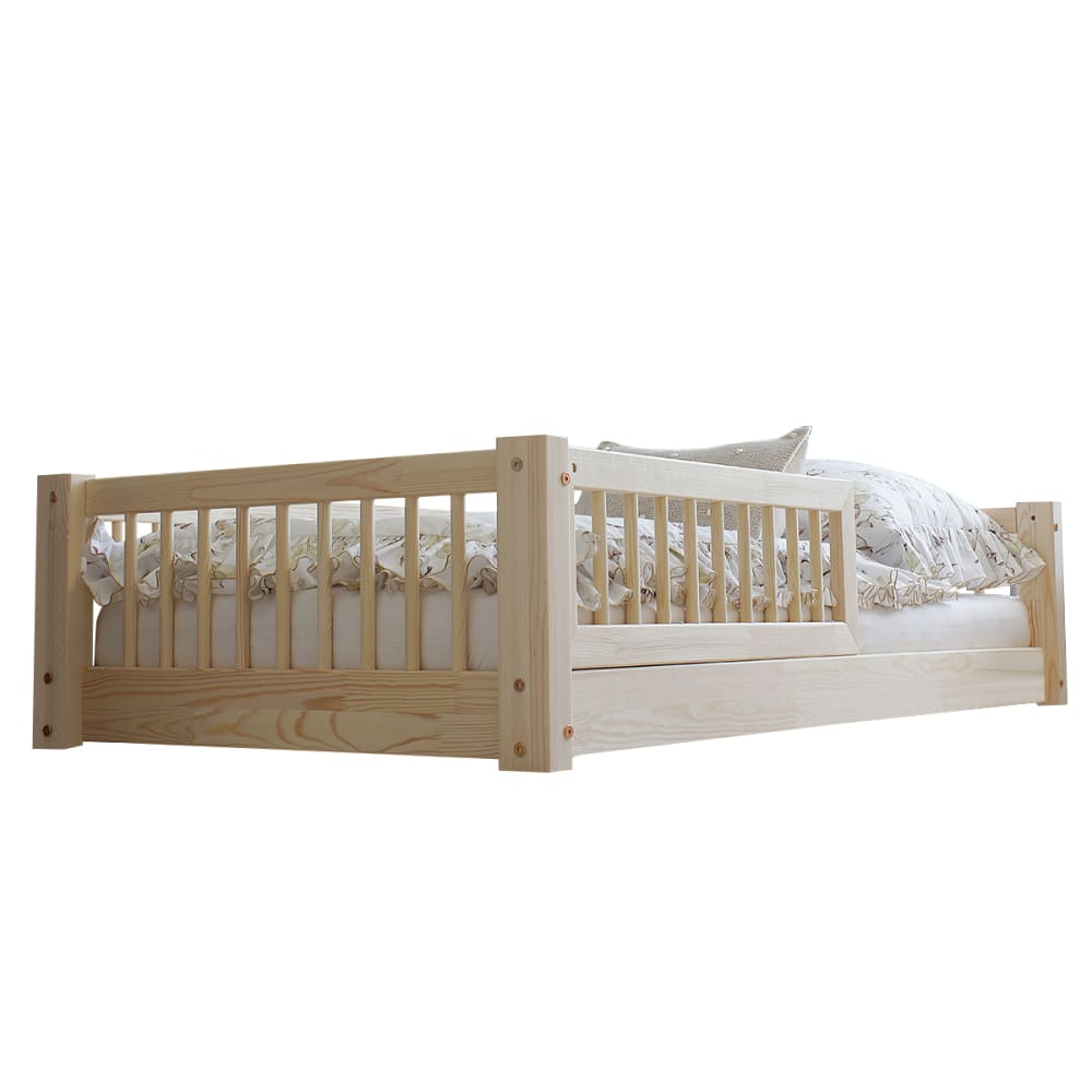 Petits meubles - Lit 90x190 barrière et sommier inclus bois contreplaqué marron