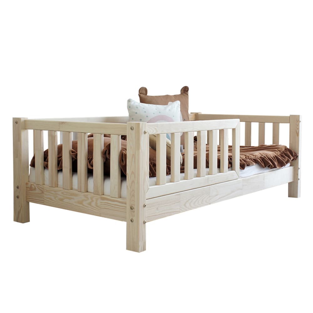 Lit 90x190 barrière et sommier inclus bois marron - Maisons du Monde