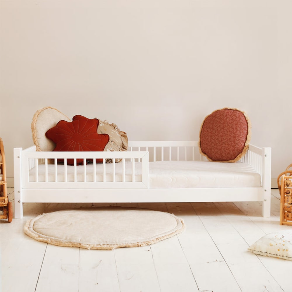 Petits meubles Lit 90x190 barrière et sommier inclus bois contreplaqué marron Marron Bois - 199x43x99cm