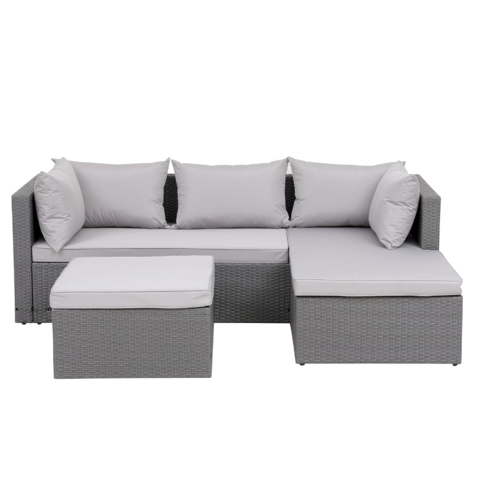 Salon de jardin en résine tressée 4 places gris/gris clair