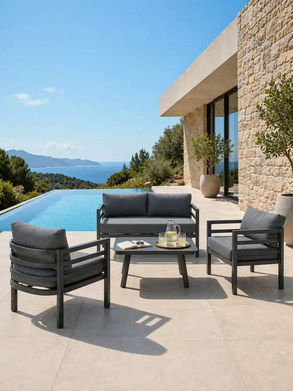 dcb garden Salon de jardin en aluminium style contemporain Noir