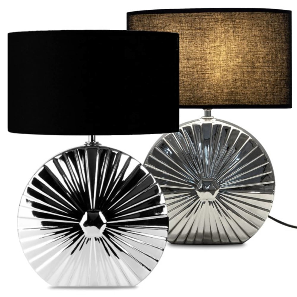 KONSIMO 2er Set Tischlampen, Silber Silber Keramik