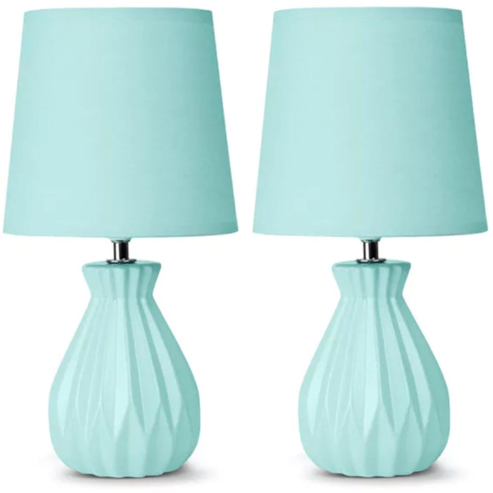 KONSIMO 2er Set Tischlampen, Mint Grün Keramik