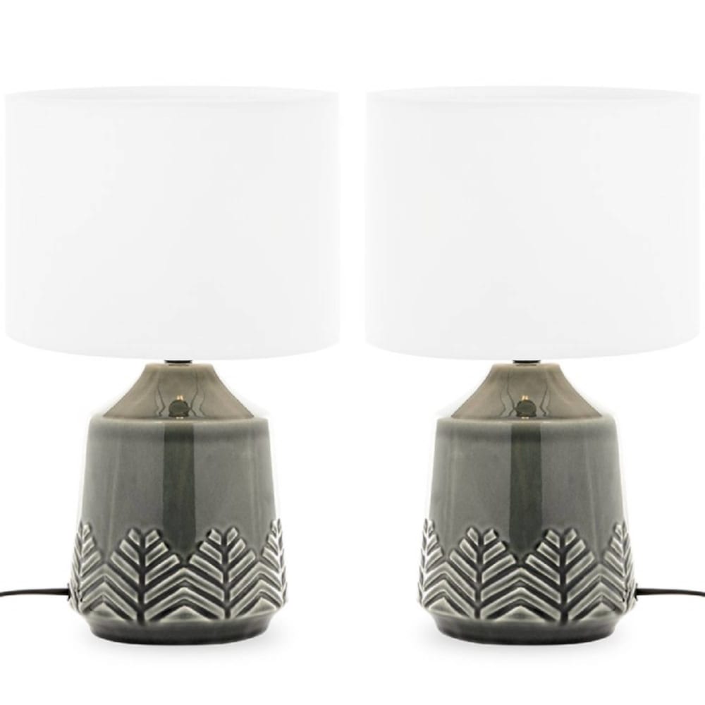 KONSIMO 2er Set Tischlampen, Grau Grau Keramik