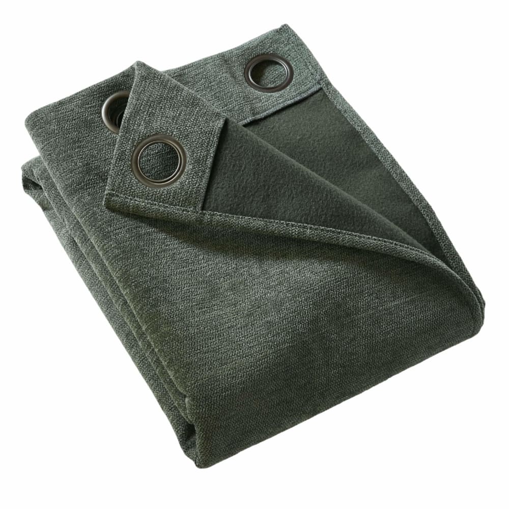 Rideau occultant thermique à œillets polyester 140x180 cm vert - Maisons du Monde