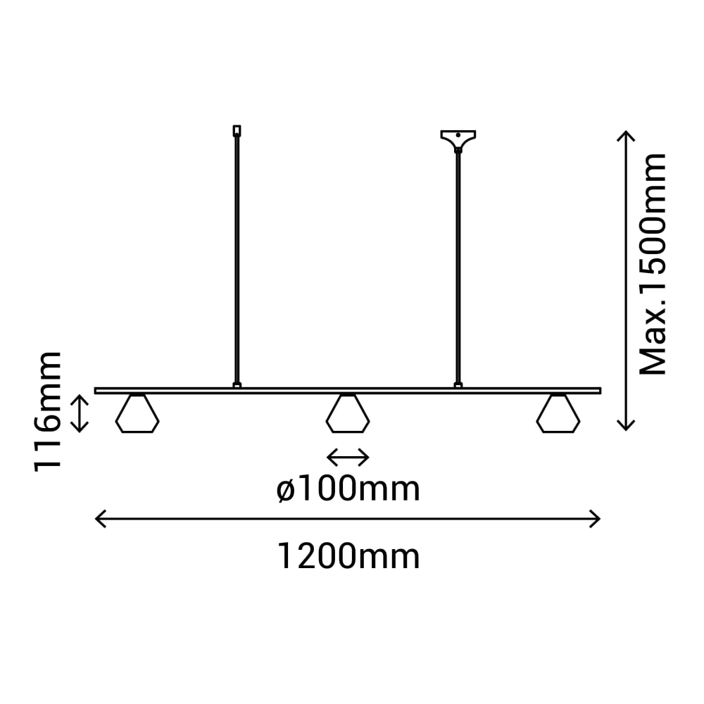 Suspension linéaire avec trois spots blancs — vue 4