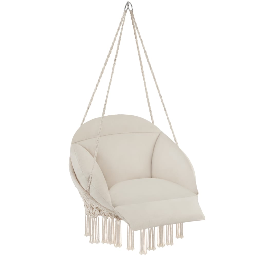 Fauteuil suspendu avec un coussin d’assise épais beige