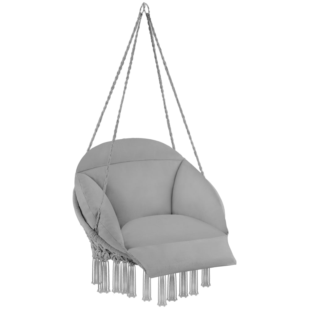 Fauteuil suspendu avec un coussin d’assise épais gris