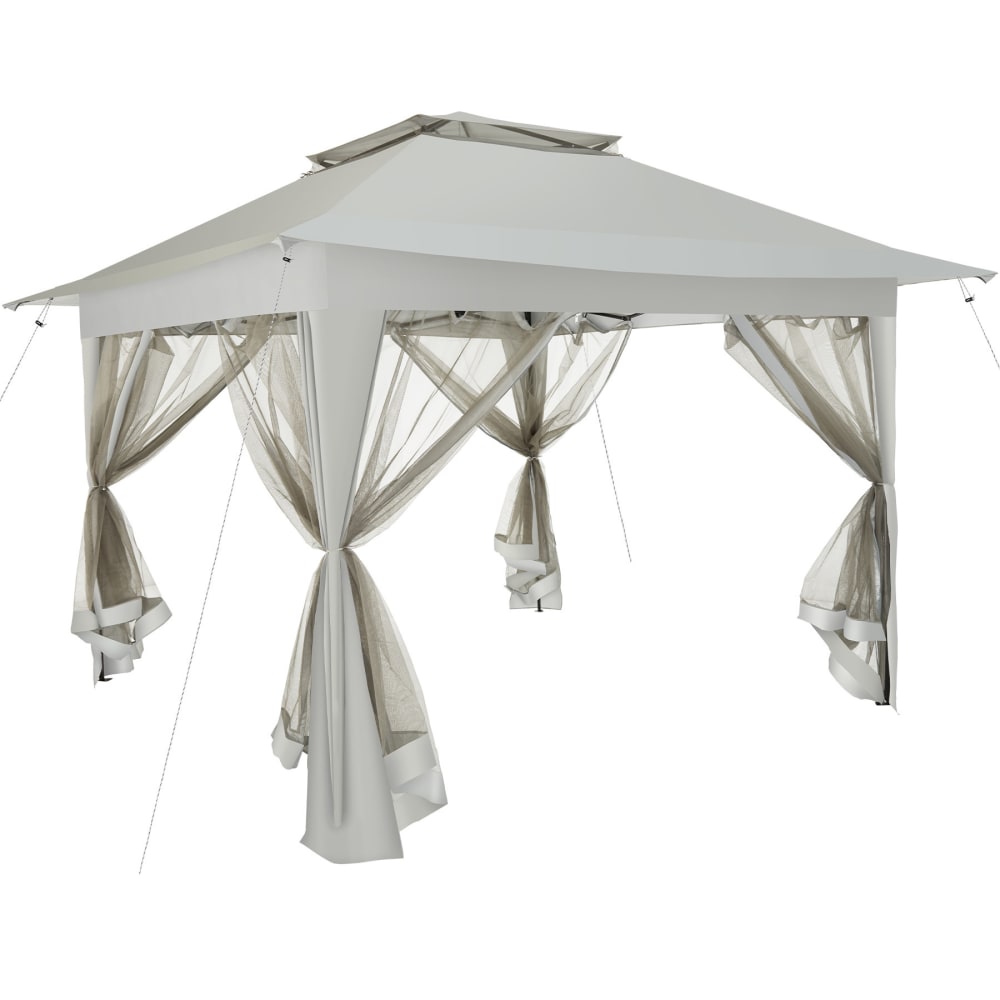 Tonnelle pliable 364 x 364 x 294 m toit hydrofuge protection UV gris