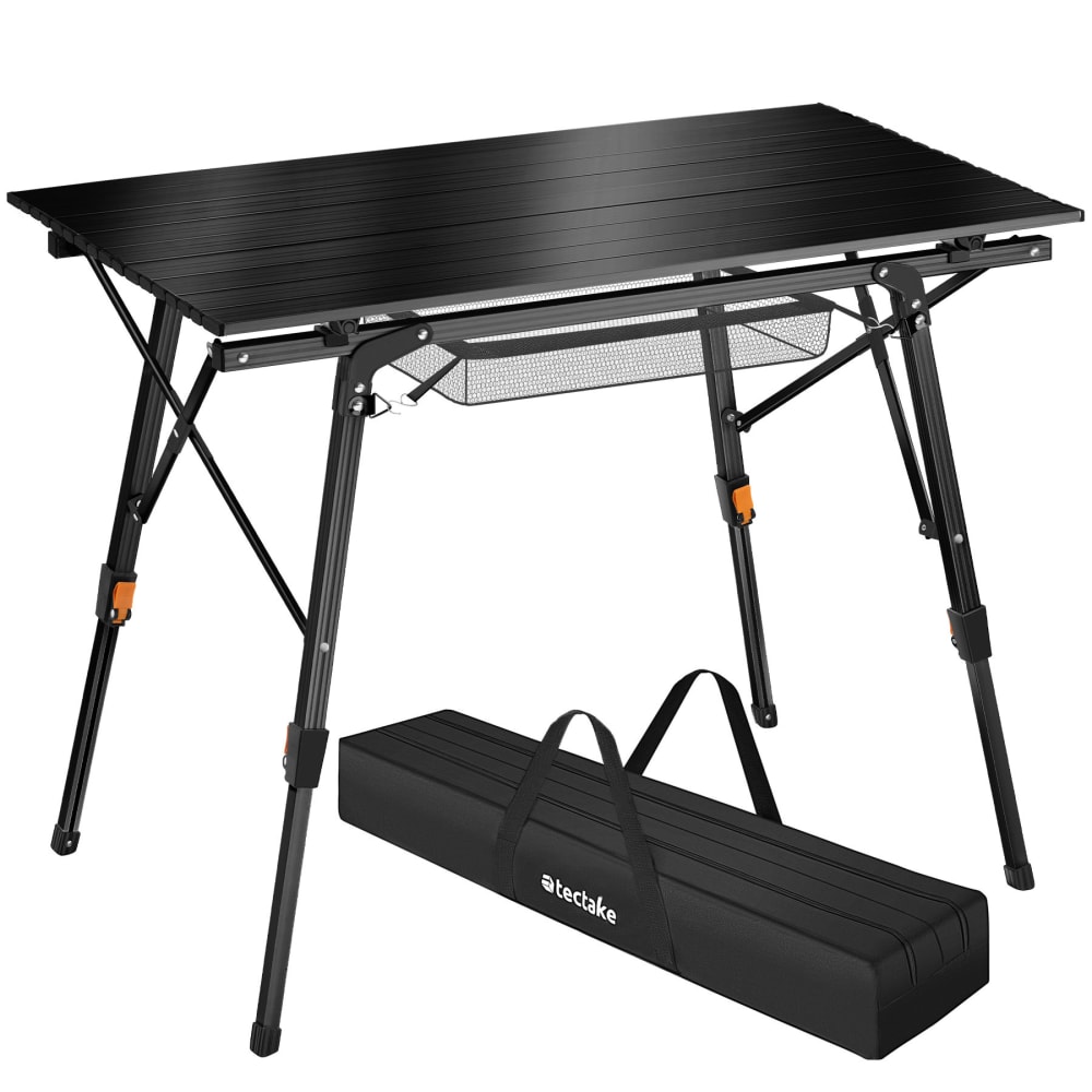 Table de camping Pliable et réglable 90 x 52 x 47 - 70 cm noir