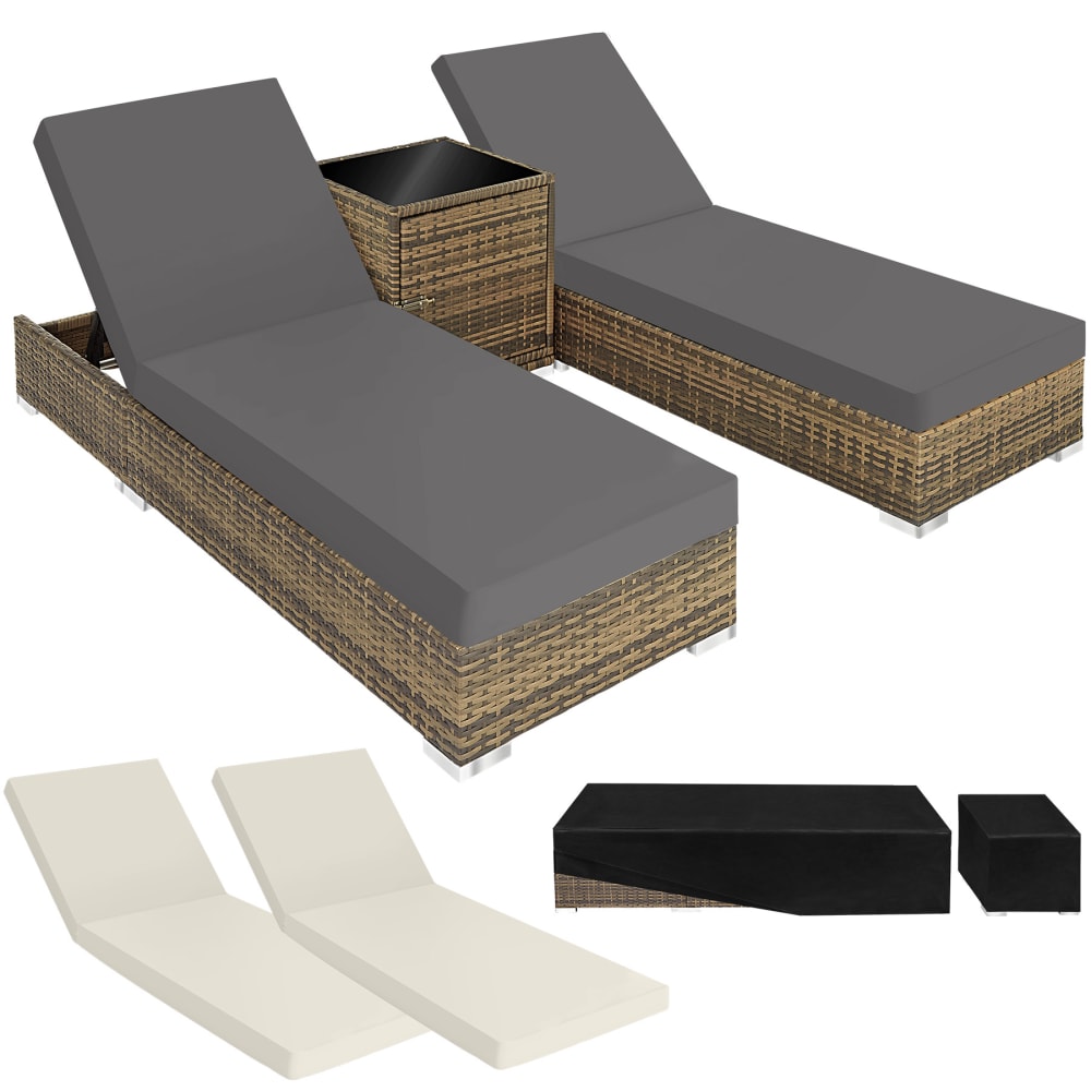 Duo bains de soleil 5 positions avec 2 sets de housses