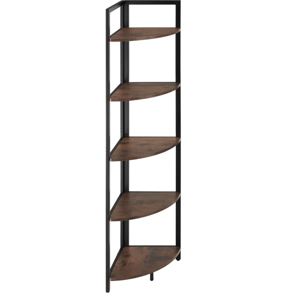 Étagère d’angle style industriel 30x30x150 cm bois foncé
