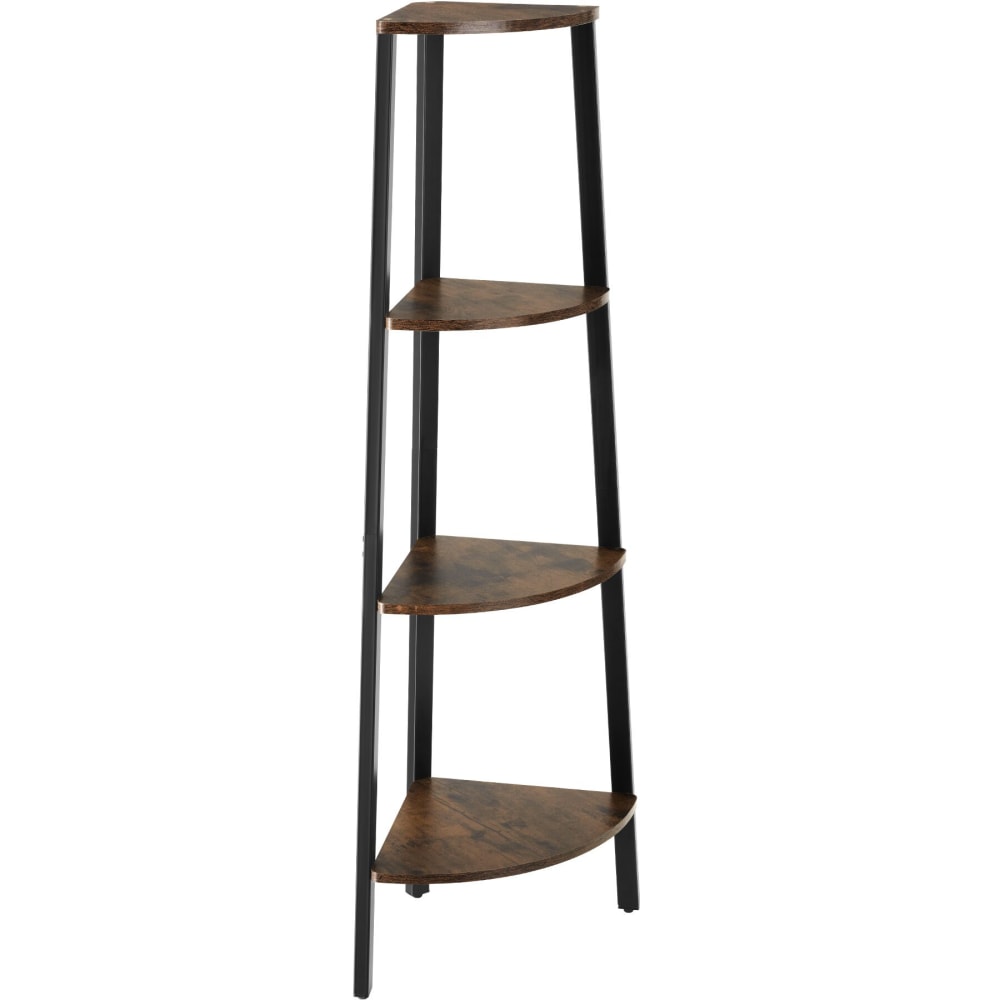 Étagère d’angle style industriel 34x34x125 cm bois foncé