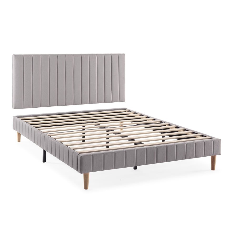 Sommier + tête de lit 150x190 cm Gris clair