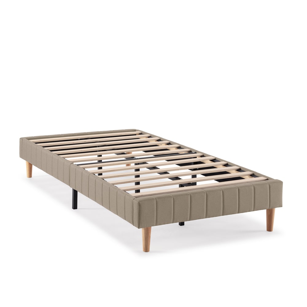 HOMN Polsterbett + kopfteil 150x190 cm, Grau style modern Beige Pes - Polyester