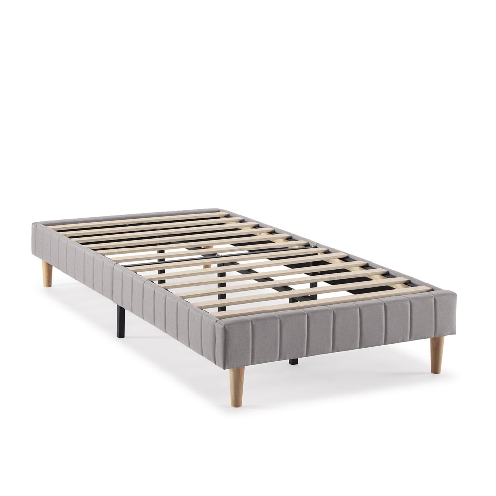HOMN Polsterbett 90x190 cm, Hellgrau style modern Silber Pes - Polyester