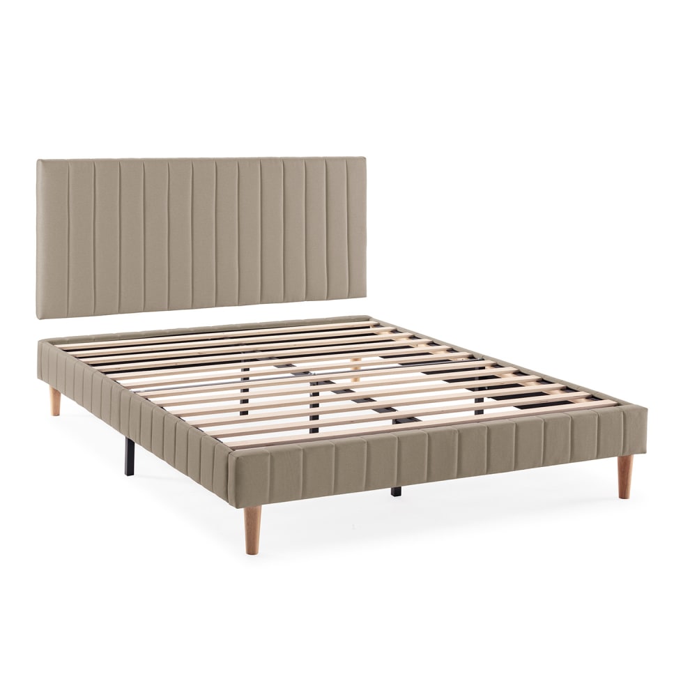 HOMN Polsterbett + Kopfteil 150x190 cm, Beige style modern Beige Pes - Polyester