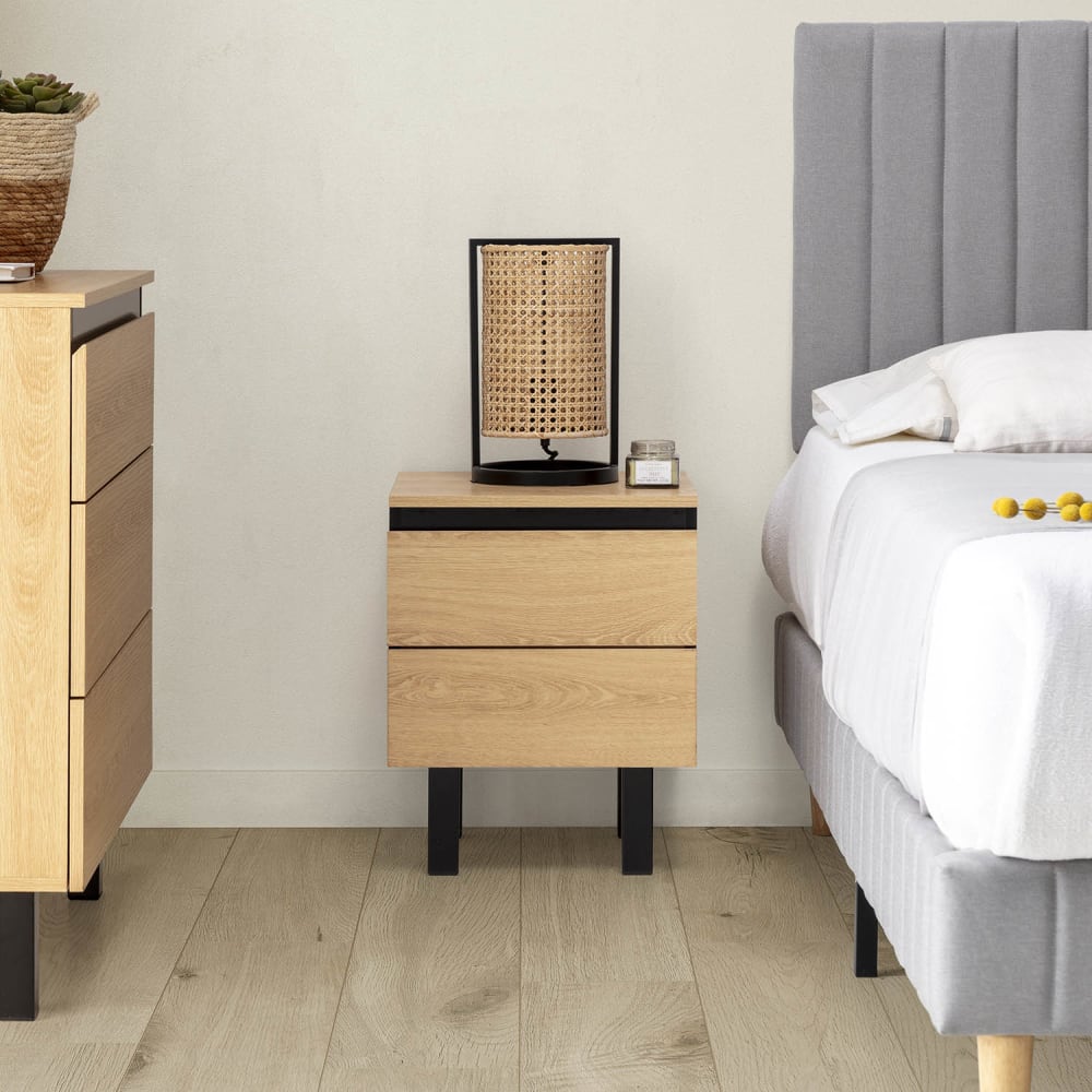 Nachttisch mit 2 Schubladen in Eichenholzoptik - Maisons Du Monde