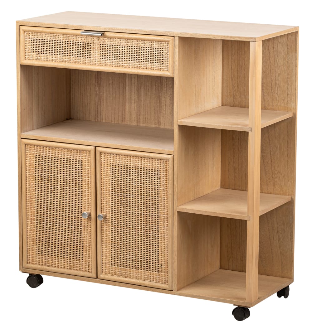 Desserte en bois massif et cannage