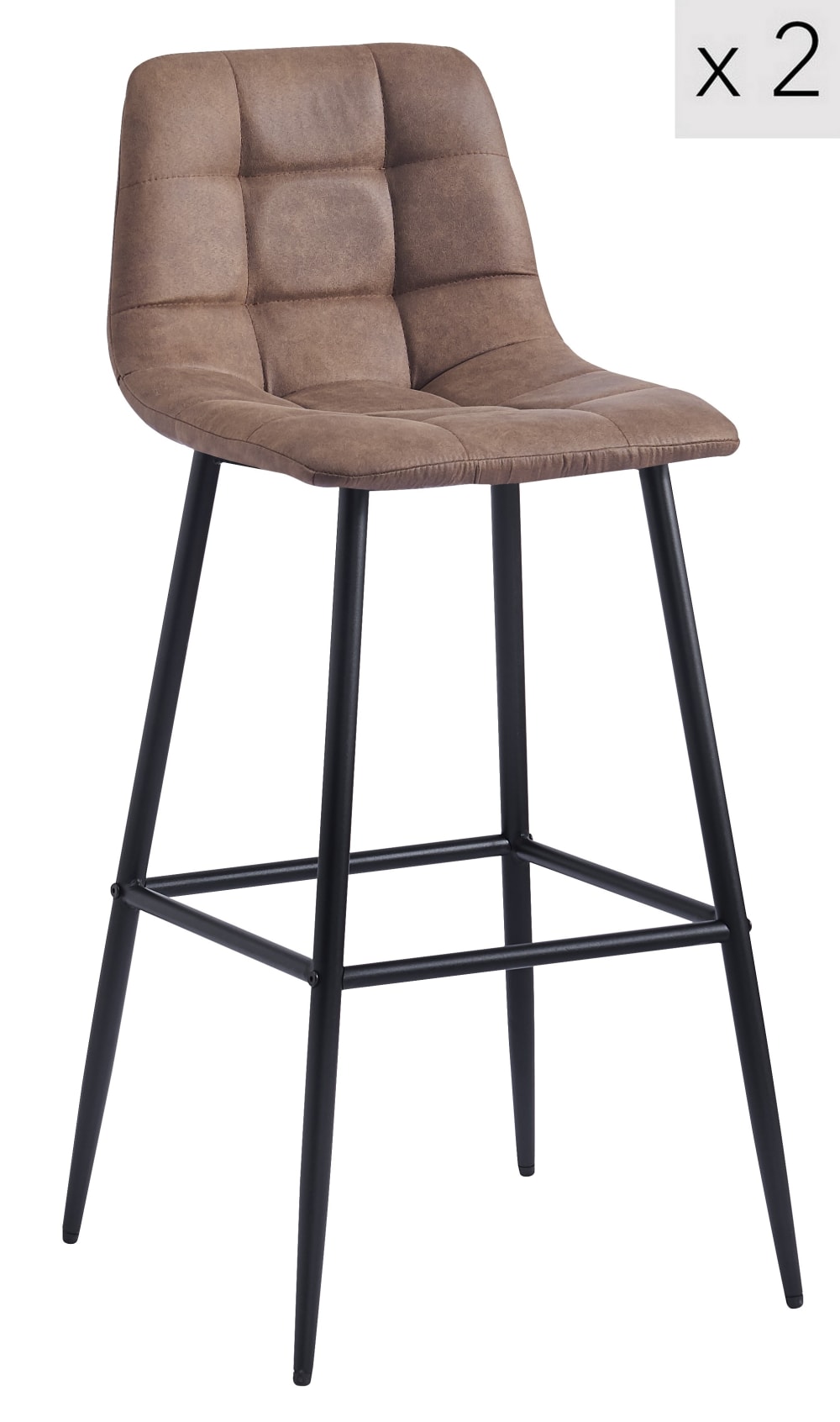Lot de 2 tabourets de bar en métal et simili marron - Maisons du Monde