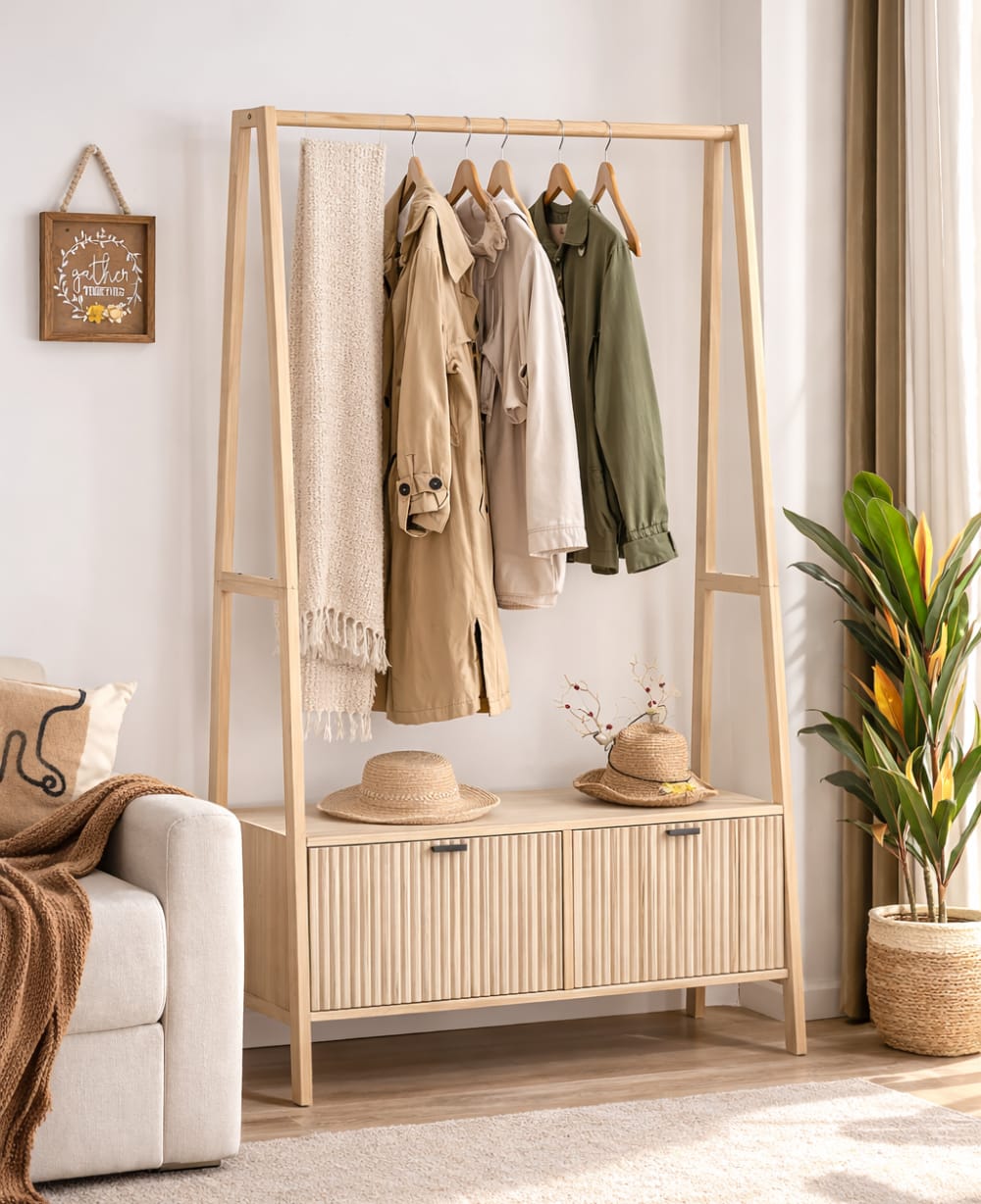 Nordlys Flurgarderobe aus Holz Braun style exotic Braun Holz