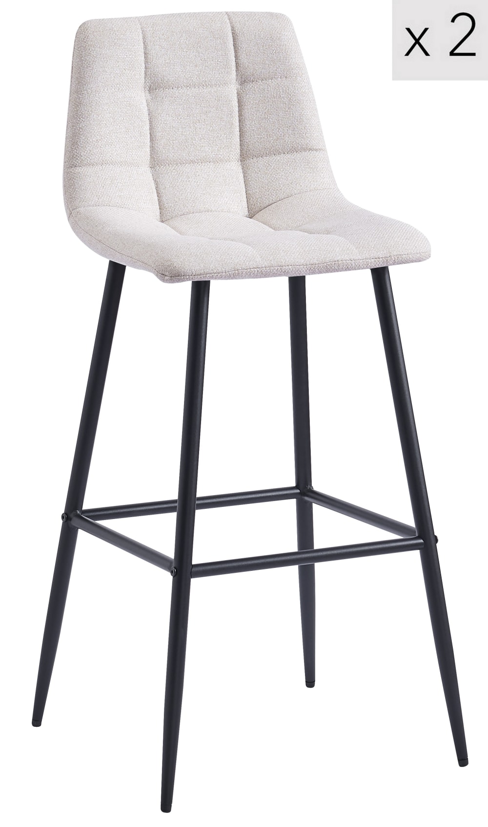 Barhocker (2er Set) aus Metall und Stoff Beige - Maisons Du Monde