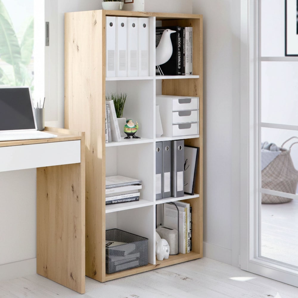 Bibliothèque effet bois beige, blanc 71x33 cm - Maisons du Monde